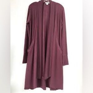 Women's Athleta Pranayama Long Open-Front Cardigan Sweater - Plum